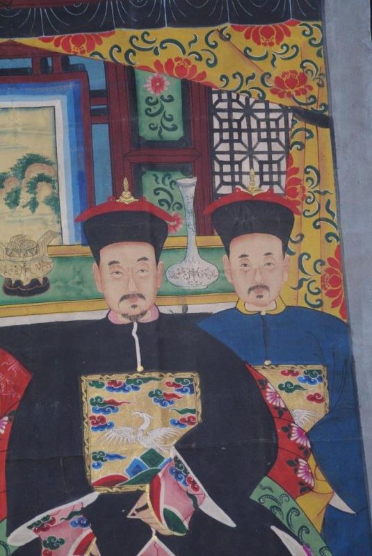 Chinesische Ahnenbilder Qing Dynastie 4 Personen 4