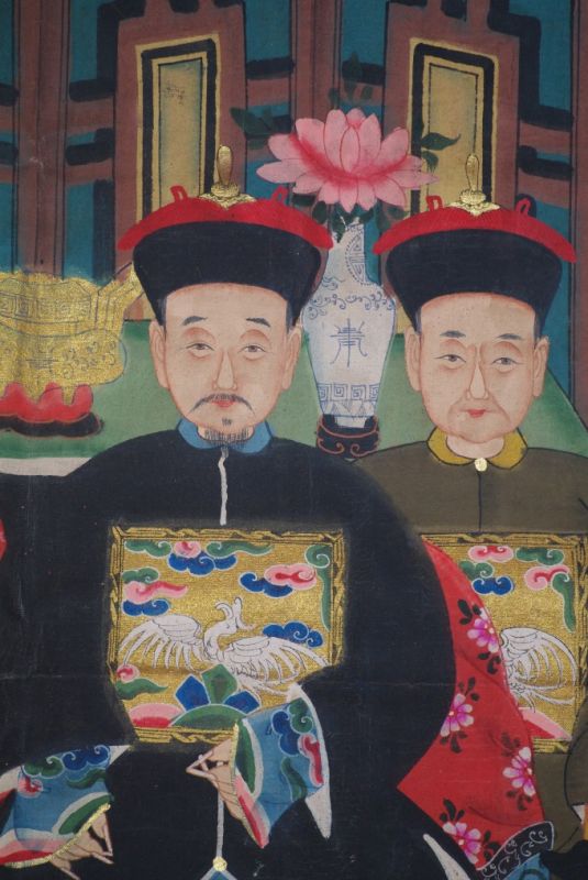Chinesische Ahnenbilder Qing-Dynastie 4 Personen 4