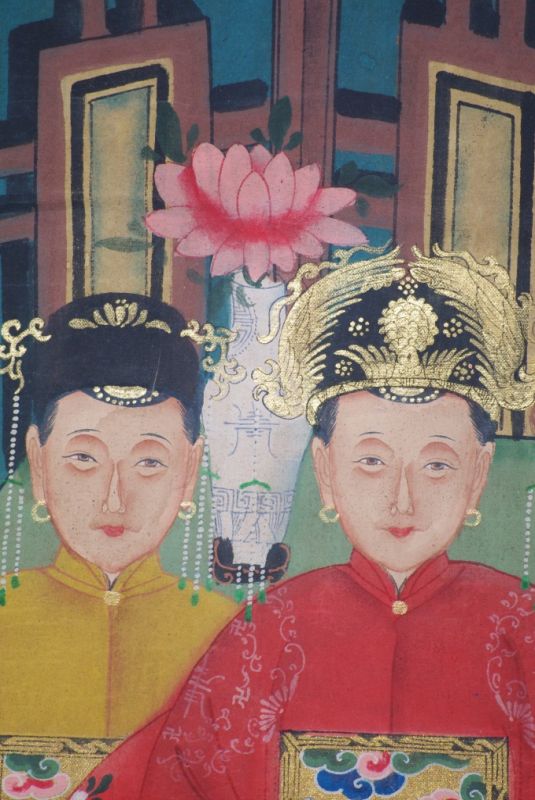 Chinesische Ahnenbilder Qing-Dynastie 4 Personen 5