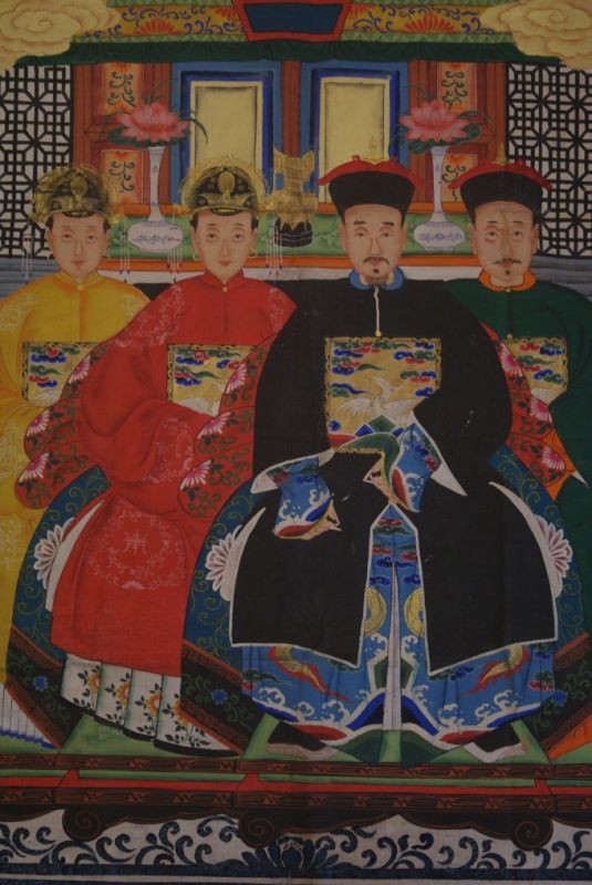 Chinesische Ahnenbilder Qing Dynastie 4 Personen 2