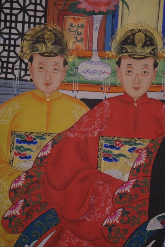 Chinesische Ahnenbilder Qing Dynastie 4 Personen 4