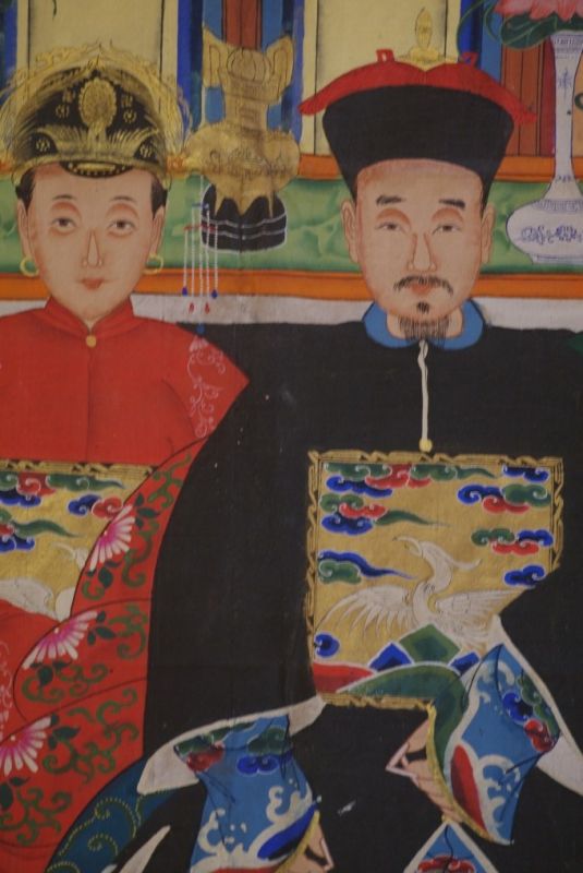 Chinesische Ahnenbilder Qing Dynastie 4 Personen 5