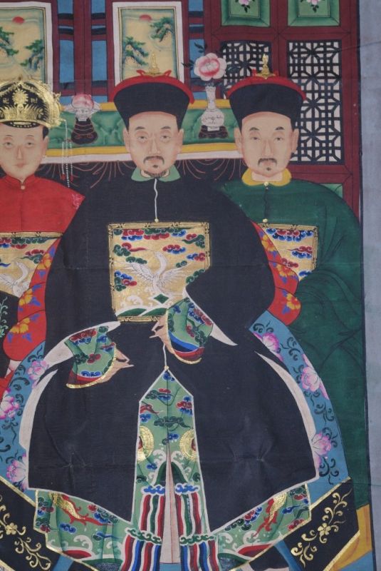 Chinesische Ahnenbilder Qing Dynastie 4 Personen 3