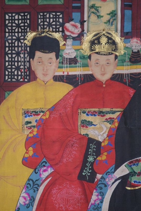 Chinesische Ahnenbilder Qing Dynastie 4 Personen 4