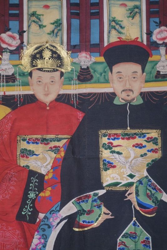 Chinesische Ahnenbilder Qing Dynastie 4 Personen 5