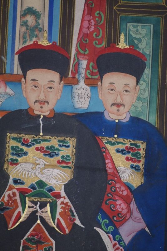Chinesische Ahnenbilder Qing-Dynastie 4 Personen 4