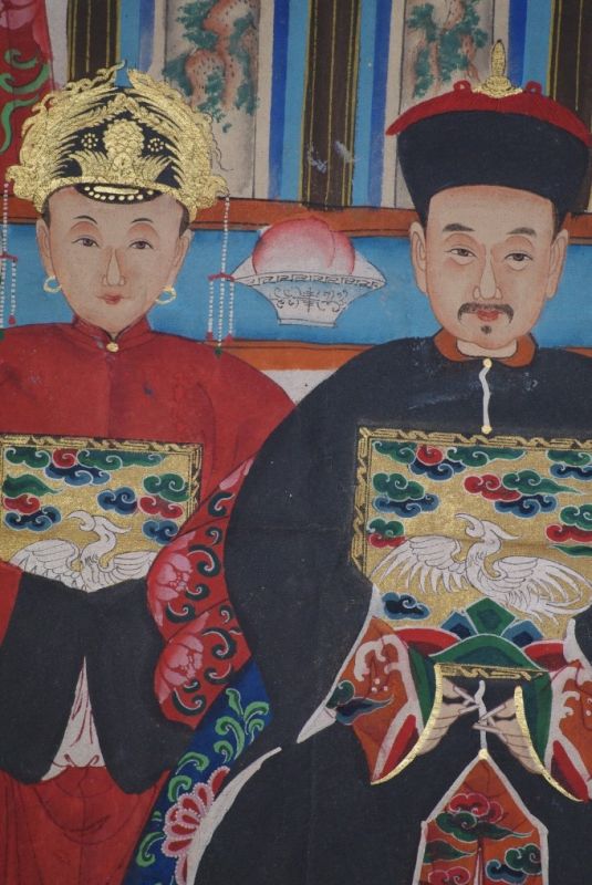 Chinesische Ahnenbilder Qing-Dynastie 4 Personen 5