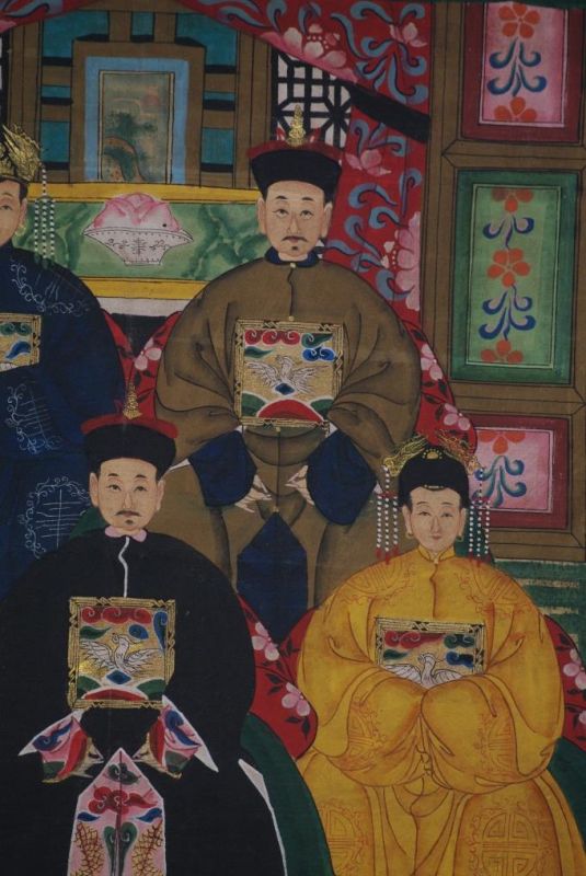 Chinesische Ahnenbilder Qing-Dynastie 5 Personen 4