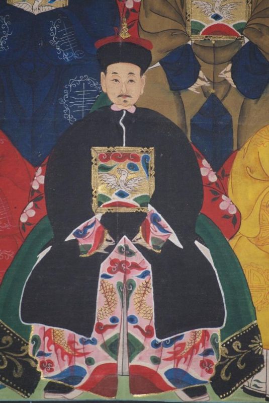 Chinesische Ahnenbilder Qing-Dynastie 5 Personen 5