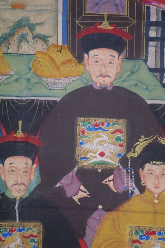 Chinesische Ahnenbilder Qing-Dynastie 5 Personen 4