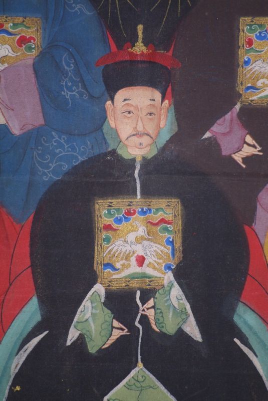 Chinesische Ahnenbilder Qing-Dynastie 5 Personen 5