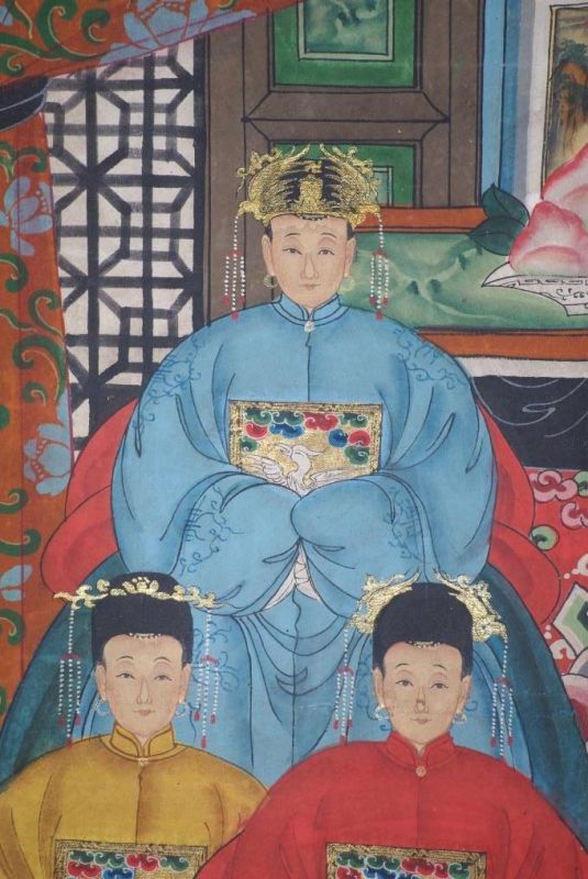 Chinesische Ahnenbilder Qing-Dynastie 6 Personen 3