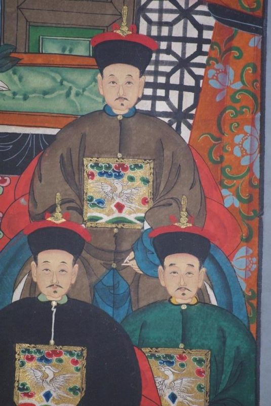 Chinesische Ahnenbilder Qing-Dynastie 6 Personen 4