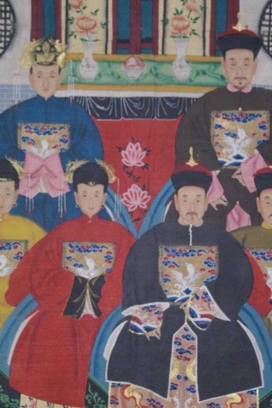Chinesische Ahnenbilder Qing Dynastie 6 Personen 3