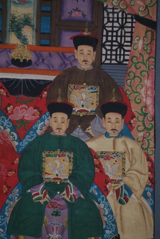 Chinesische Ahnenbilder Qing-Dynastie 6 Personen 4