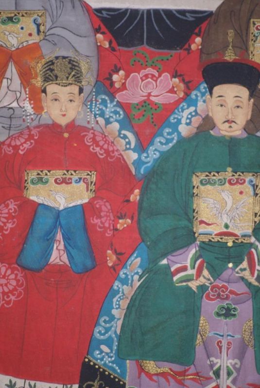 Chinesische Ahnenbilder Qing-Dynastie 6 Personen 5