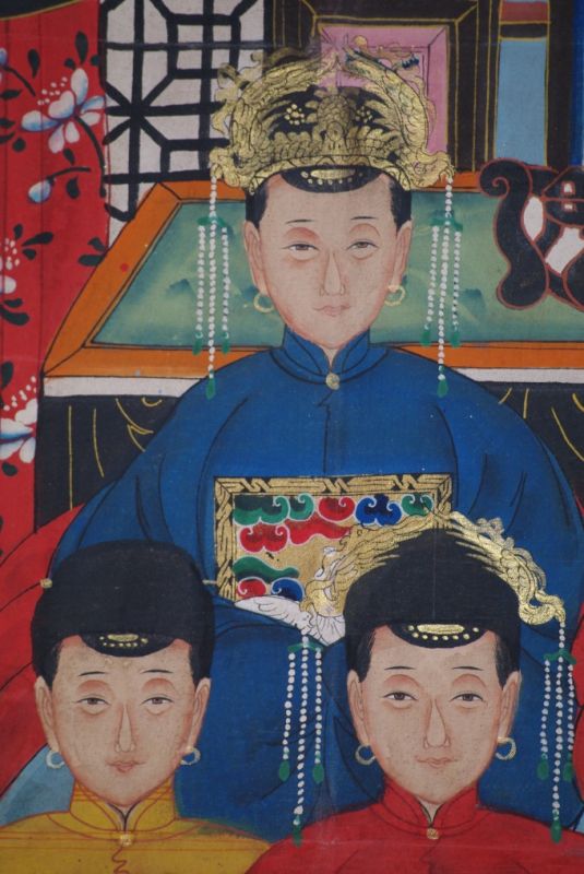 Chinesische Ahnenbilder Qing Dynastie 6 Personen 3