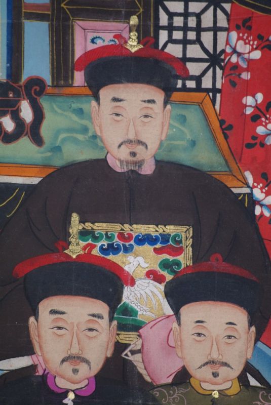 Chinesische Ahnenbilder Qing Dynastie 6 Personen 4