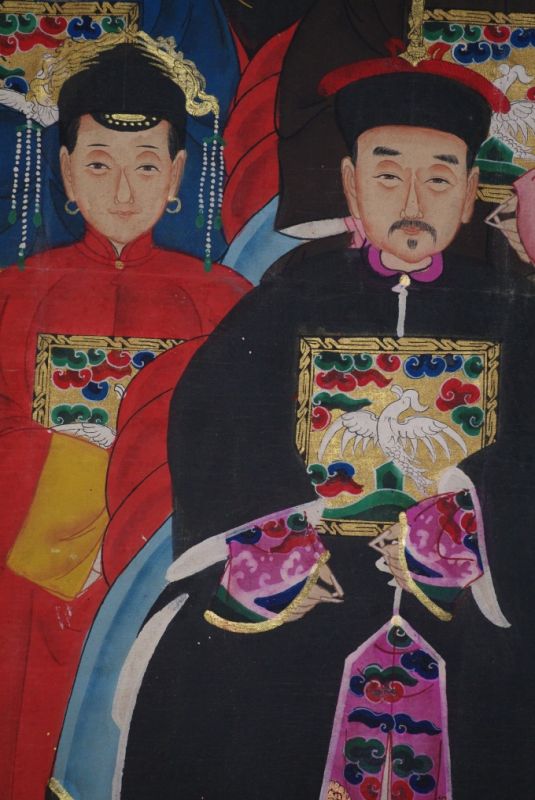 Chinesische Ahnenbilder Qing Dynastie 6 Personen 5