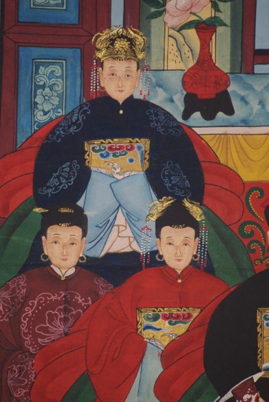Chinesische Ahnenbilder Qing-Dynastie 7 Personen 3