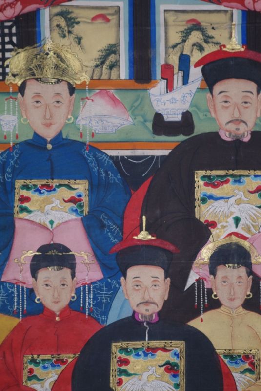 Chinesische Ahnenbilder Qing Dynastie 7 Personen 2