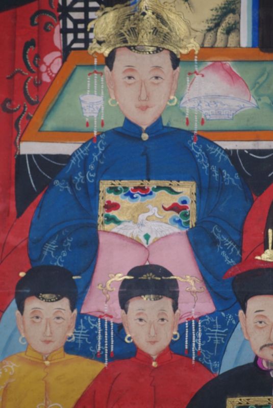Chinesische Ahnenbilder Qing Dynastie 7 Personen 3