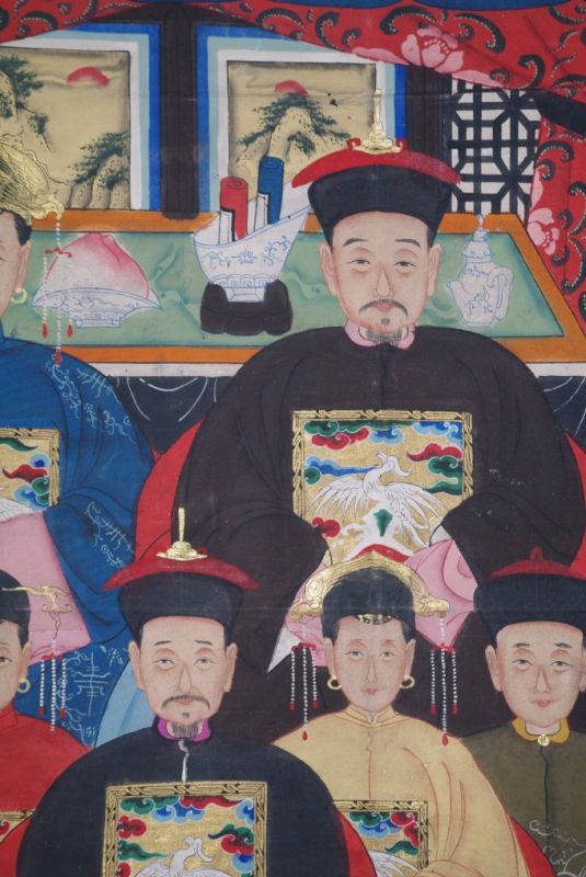 Chinesische Ahnenbilder Qing Dynastie 7 Personen 4