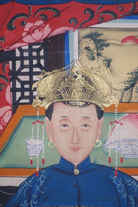Chinesische Ahnenbilder Qing Dynastie 7 Personen 5