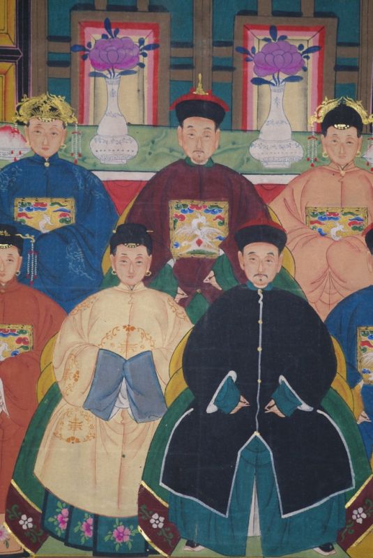 Chinesische Ahnenbilder Qing-Dynastie 7 Personen 2