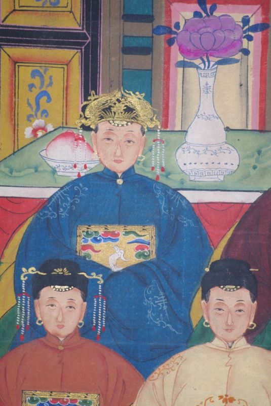 Chinesische Ahnenbilder Qing-Dynastie 7 Personen 3