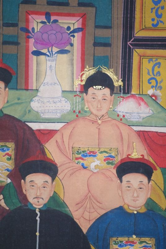 Chinesische Ahnenbilder Qing-Dynastie 7 Personen 4