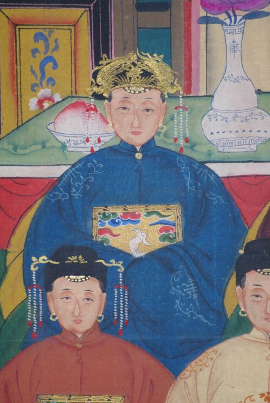 Chinesische Ahnenbilder Qing-Dynastie 7 Personen 5
