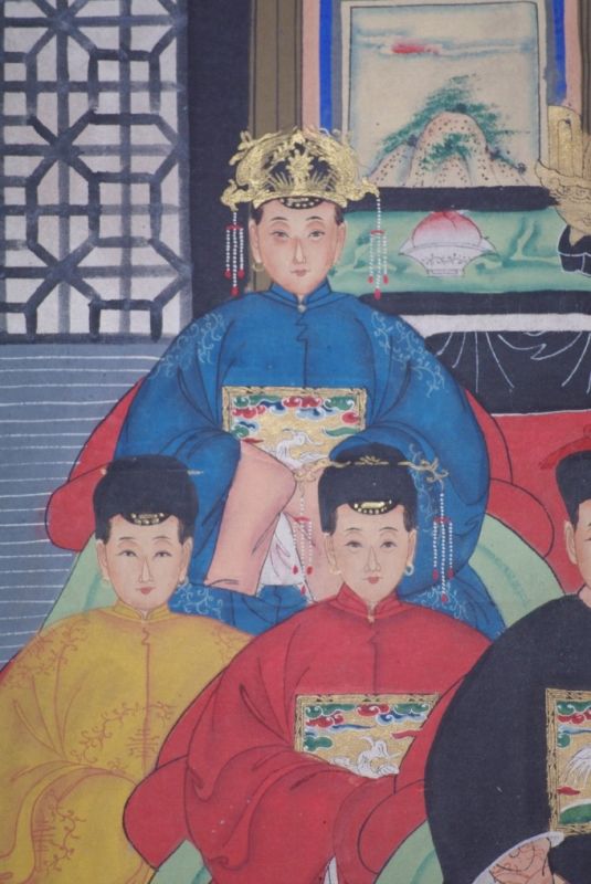 Chinesische Ahnenbilder Qing-Dynastie 7 Personen 3