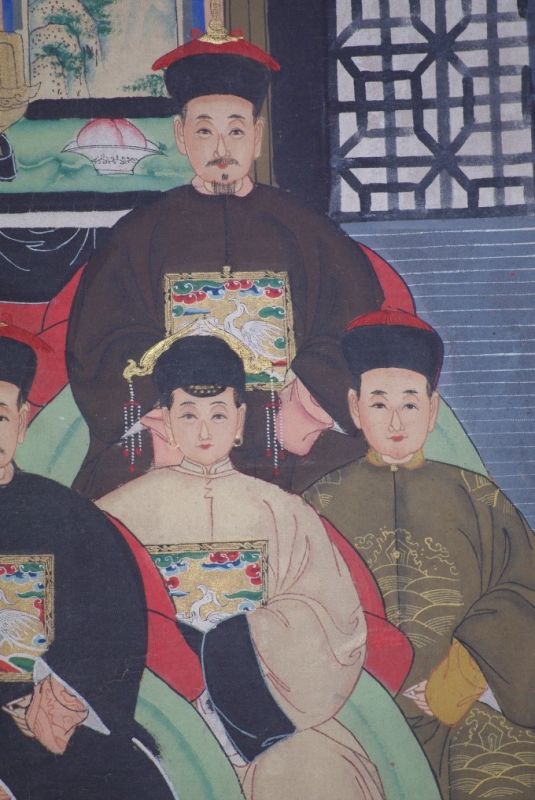 Chinesische Ahnenbilder Qing-Dynastie 7 Personen 4