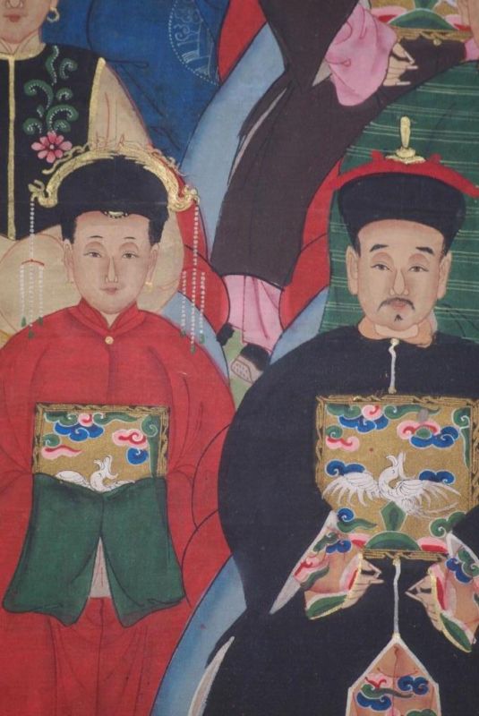 Chinesische Ahnenbilder Qing Dynastie 8 Personen 3