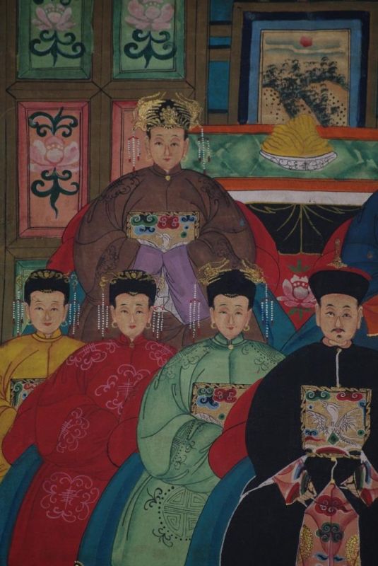 Chinesische Ahnenbilder Qing-Dynastie 8 Personen 3