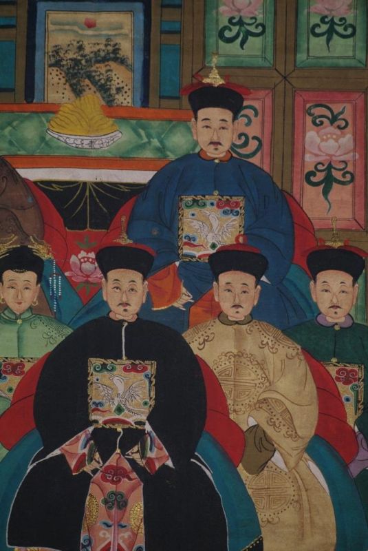Chinesische Ahnenbilder Qing-Dynastie 8 Personen 4