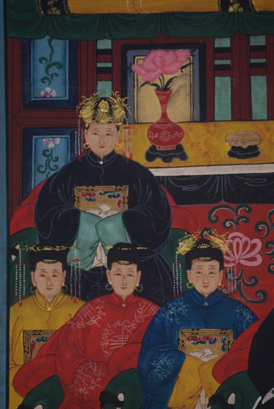 Chinesische Ahnenbilder Qing-Dynastie 8 Personen 3