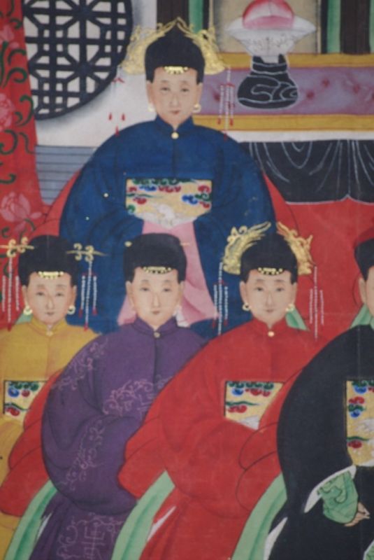 Chinesische Ahnenbilder Qing-Dynastie 8 Personen 3