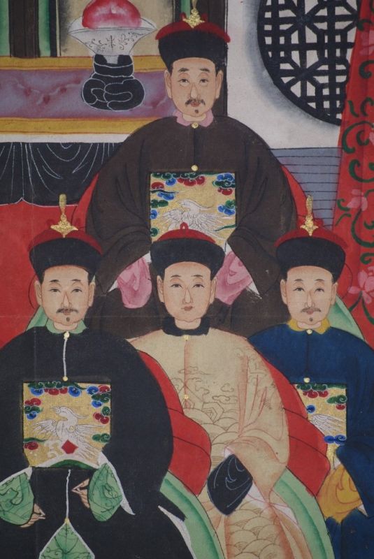 Chinesische Ahnenbilder Qing-Dynastie 8 Personen 4