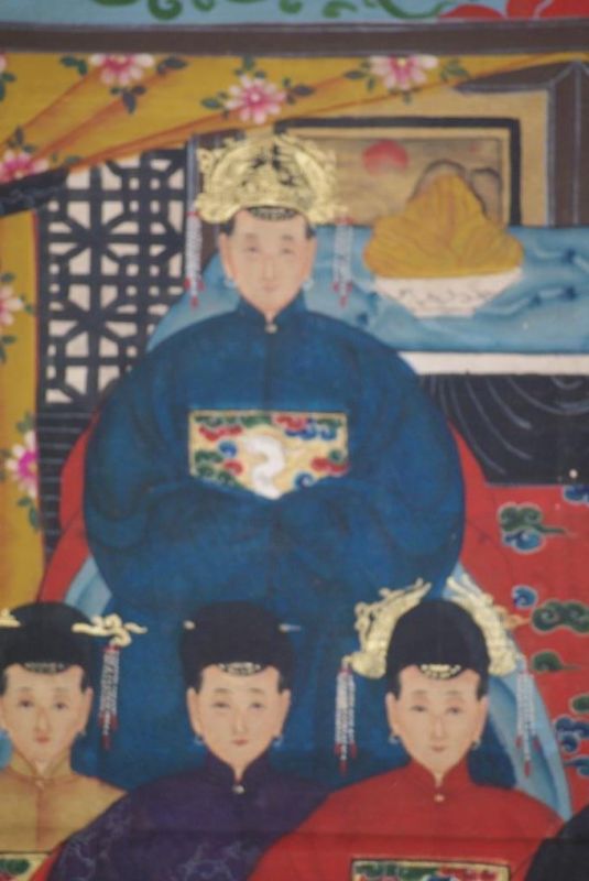 Chinesische Ahnenbilder Qing-Dynastie 8 Personen 3