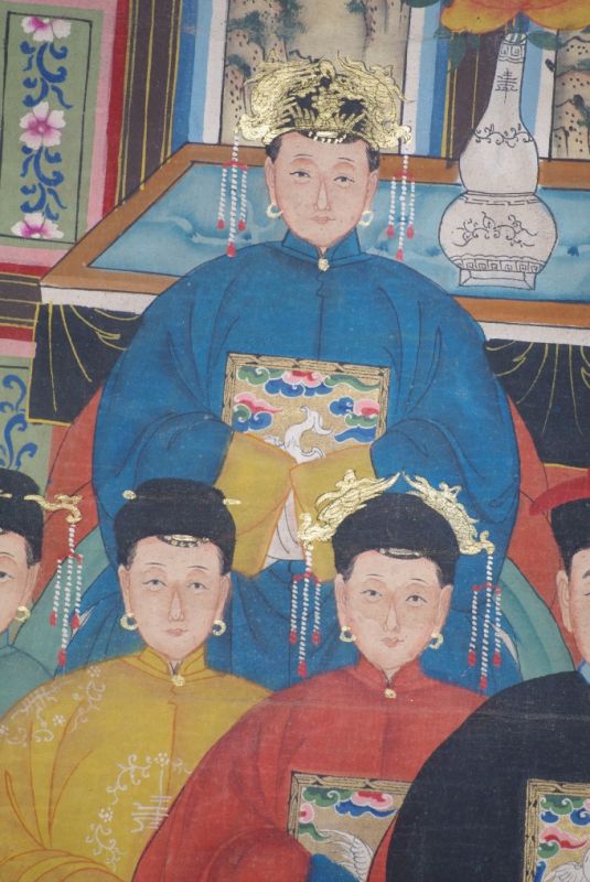 Chinesische Ahnenbilder Qing-Dynastie 9 Personen 3