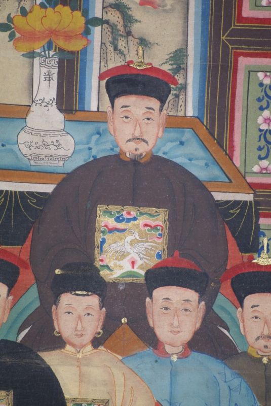 Chinesische Ahnenbilder Qing-Dynastie 9 Personen 4
