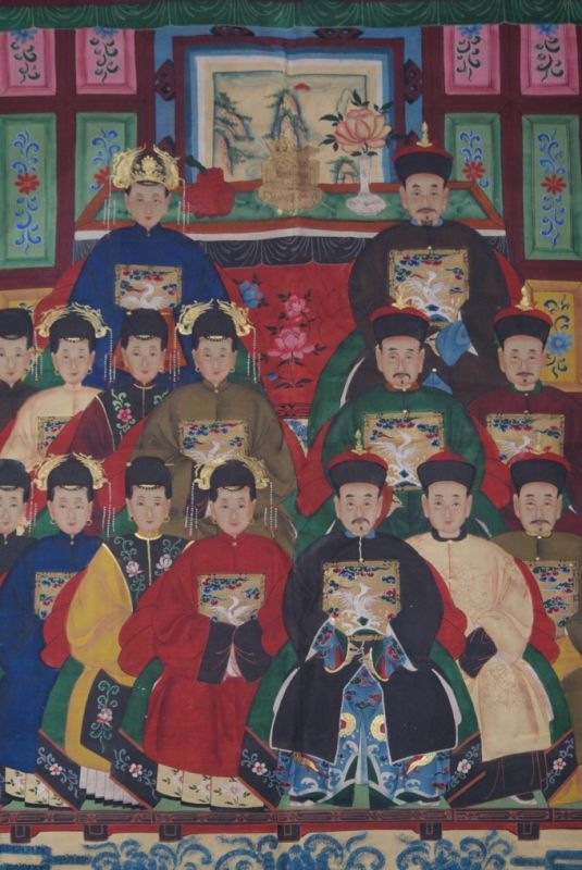 Chinesische Ahnenbilder Qing Dynastie 14 Personen 2
