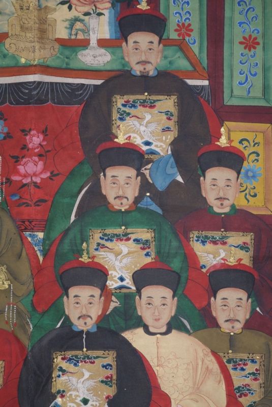 Chinesische Ahnenbilder Qing Dynastie 14 Personen 3