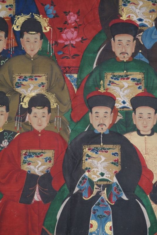 Chinesische Ahnenbilder Qing Dynastie 14 Personen 4