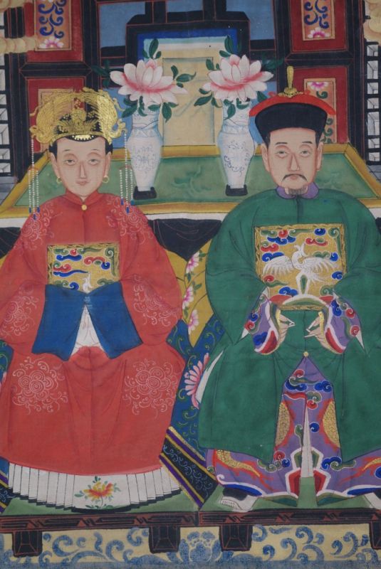 Chinesische Ahnenbilder Rot und Grün 2