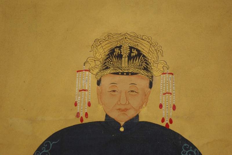 Chinesische Ahnenportraits blau 2