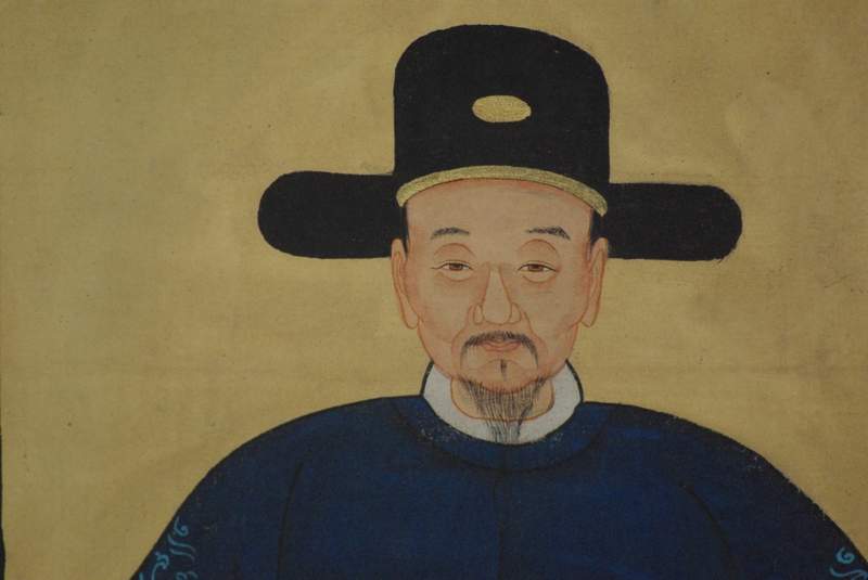 Chinesische Ahnenportraits blau 3