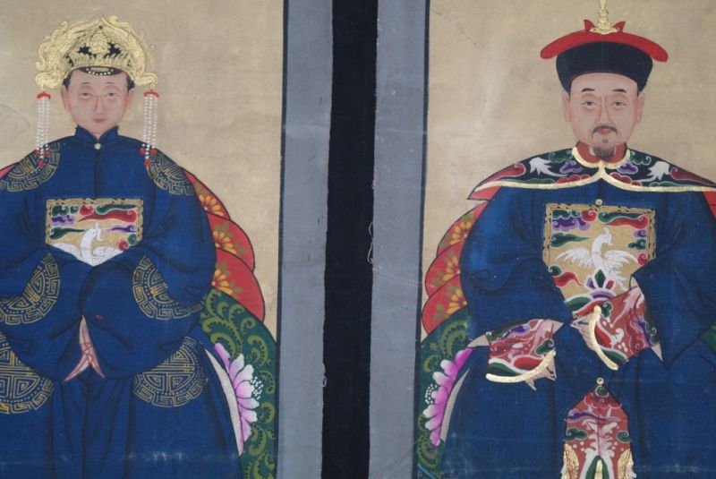 Chinesische Ahnenportraits Blau 2